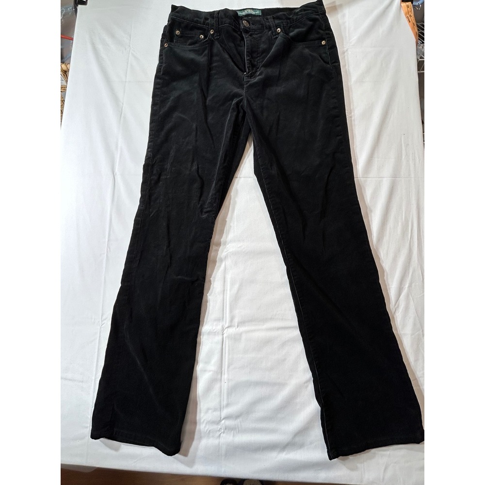 Lauren Ralph Lauren Black Corduroy Straight Leg Pants Size 12 LRL Jeans Co